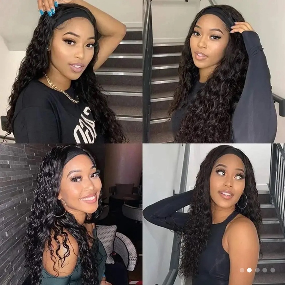 Water Wave Headband Wigs Long Synthetic Curly Wigs For Women - Picture 2 of 6